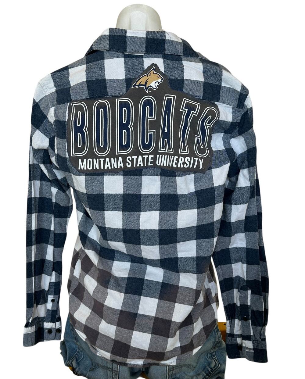 Montana State Bobcat Plaid Flannel Shirt SMALL University Unique Football MSU